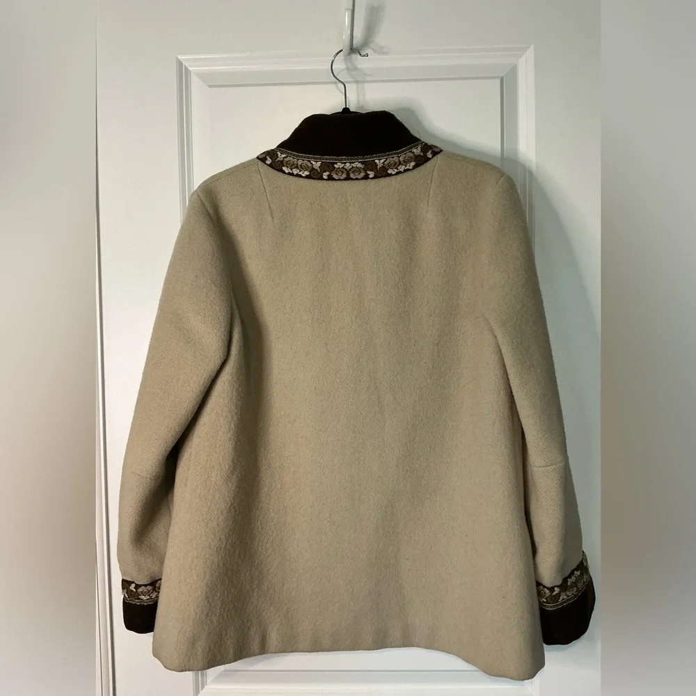 Vintage Fjord Fashion Women’s Wool Jacket Cream Brown Size 42